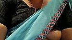 Blue saree aunty video call