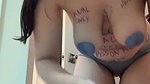 beautiful girl boobs paint drink toilet water