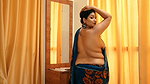 Puja in Blue Saree Showing Boobs ~ Naari Magazine Shoot