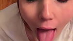 cute girlfriend blowjob and cum out mouth