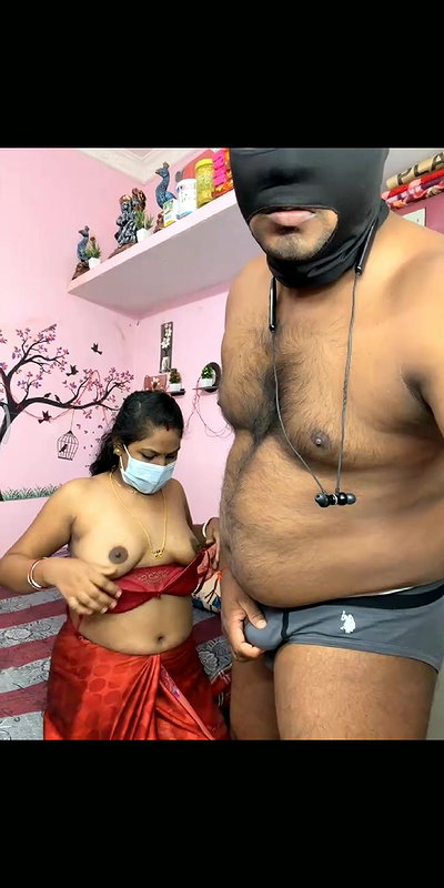 Masked couple hot teasing