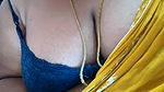 Hot yellow saree aunty boobs