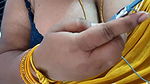 Hot yellow saree aunty boobs