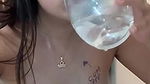 beautiful girl drinking toilet water