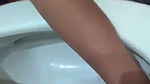 beautiful girl nude show drink toilet water