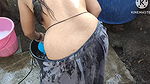 Indian bathing outside with hot boobs