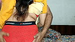 Yellow Punjab aunty remove dress by husband