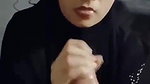 Muslim hijabi hot girlfriend gives nice handjob and taking cum on her cute face