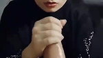 Muslim hijabi hot girlfriend gives nice handjob and taking cum on her cute face