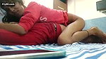 Young girl riding hard