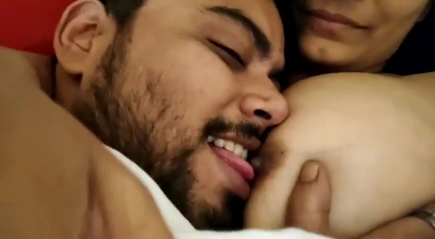Licking and tickling boobs of beautiful GF