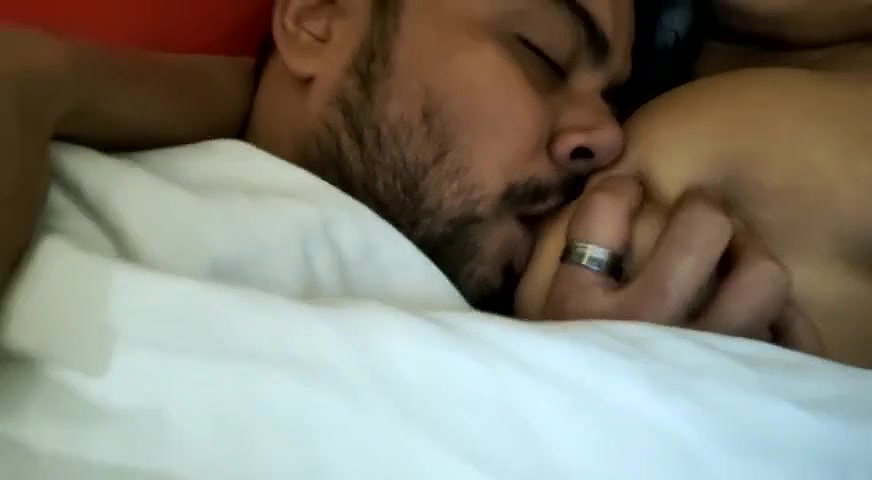 Licking and tickling boobs of beautiful GF