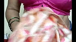 Hot pink satin silk saree aunty dress removed