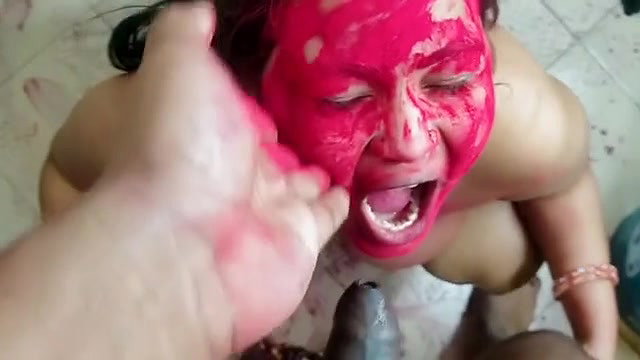 chubby stepdaughter holi celebration and fucking