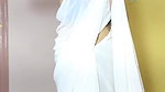 White saree aunty cleavage