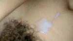Hairy pussy girl fucking hard and cumshot on her stomach