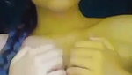 Cute girl playing with her tits
