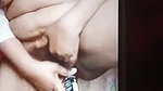 standing masturbation using bittle by big boobs GF