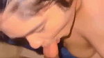 Beautiful girl giving sloppy blowjob