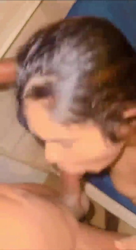 Beautiful girl giving sloppy blowjob
