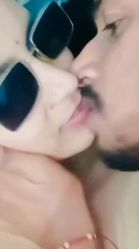 stylish girlfriend kissing with viral boobs show