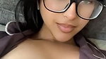 cute girl in glasses topless viral show of big boobs
