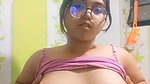 Glasses Horny Girl Playing With Her Boobies
