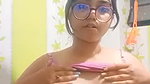 Glasses Horny Girl Playing With Her Boobies