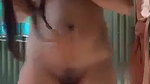 village girl standing pissing before nude bath