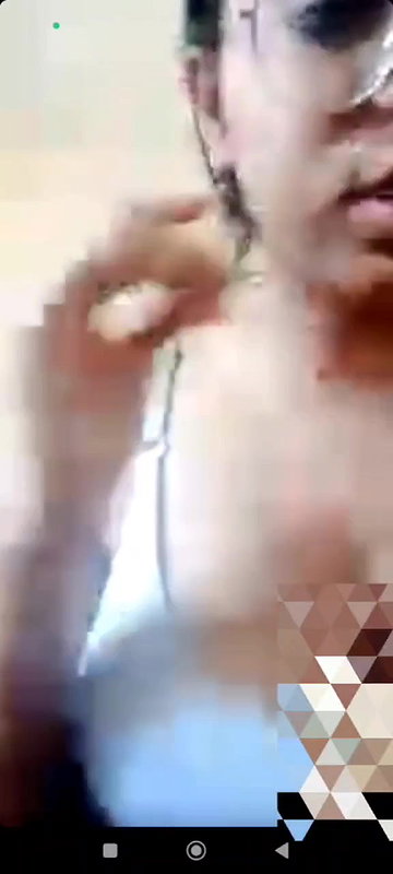 girl in glasses first time boobs show video call