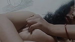 smiling girl nude playing with big boobs and pussy