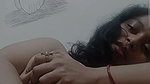smiling girl nude playing with big boobs and pussy
