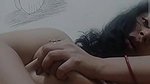 smiling girl nude playing with big boobs and pussy