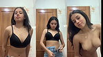 Perfect body busty girl undressing and fingering