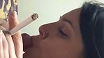 Horny Wife Smoking Cigarette Giving Blowjob