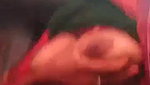 cute Indian college girl holding her soft boobs