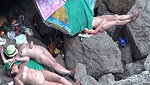 Girls caught sleeping in beach by hidden cam pretty boobs