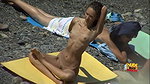 HOt Girl doing yoga in beach naked caught on hidden cam