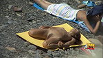 HOt Girl doing yoga in beach naked caught on hidden cam