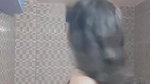 cute girl boob press in topless in bathroom