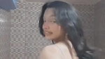 cute girl boob press in topless in bathroom