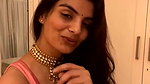 Anveshi Jain in White Saree Showing Armpits & Cleavage on App Live ~ No Watermarks