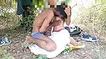 mask girl porn sex outdoors with blowjob