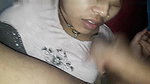 cute girl blowjob to lover and cum in mouth