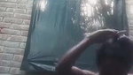 Bengali village girl bathing outdoors clip