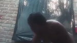 Bengali village girl bathing outdoors clip