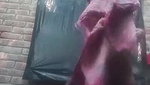 Bengali village girl bathing outdoors clip
