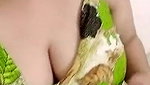 Sexy busty beauty showing her assets