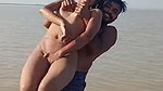 enjoying with busty Desi slut in river