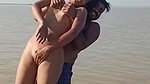 enjoying with busty Desi slut in river